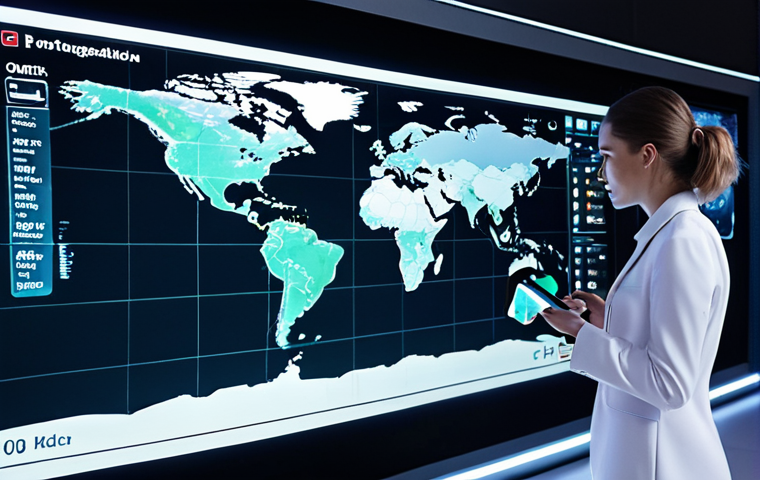 **Prompt:** A sleek, high-tech control center for global travel safety. In the foreground, a modern traveler (gender-neutral) interacts with a transparent holographic display showing a dynamic world map. The map is overlaid with real-time data visualizations: glowing risk zones, AI-driven predictive analytics, and smart device connectivity icons. Subtle futuristic elements like sleek smartwatches and digital interfaces are visible. The background features blurred screens displaying global news feeds and weather patterns, emphasizing a complex, interconnected world. The overall aesthetic is clean, futuristic, and secure, with a vibrant digital glow, reflecting the integration of big data and AI for safety. Cinematic, concept art, digital painting.