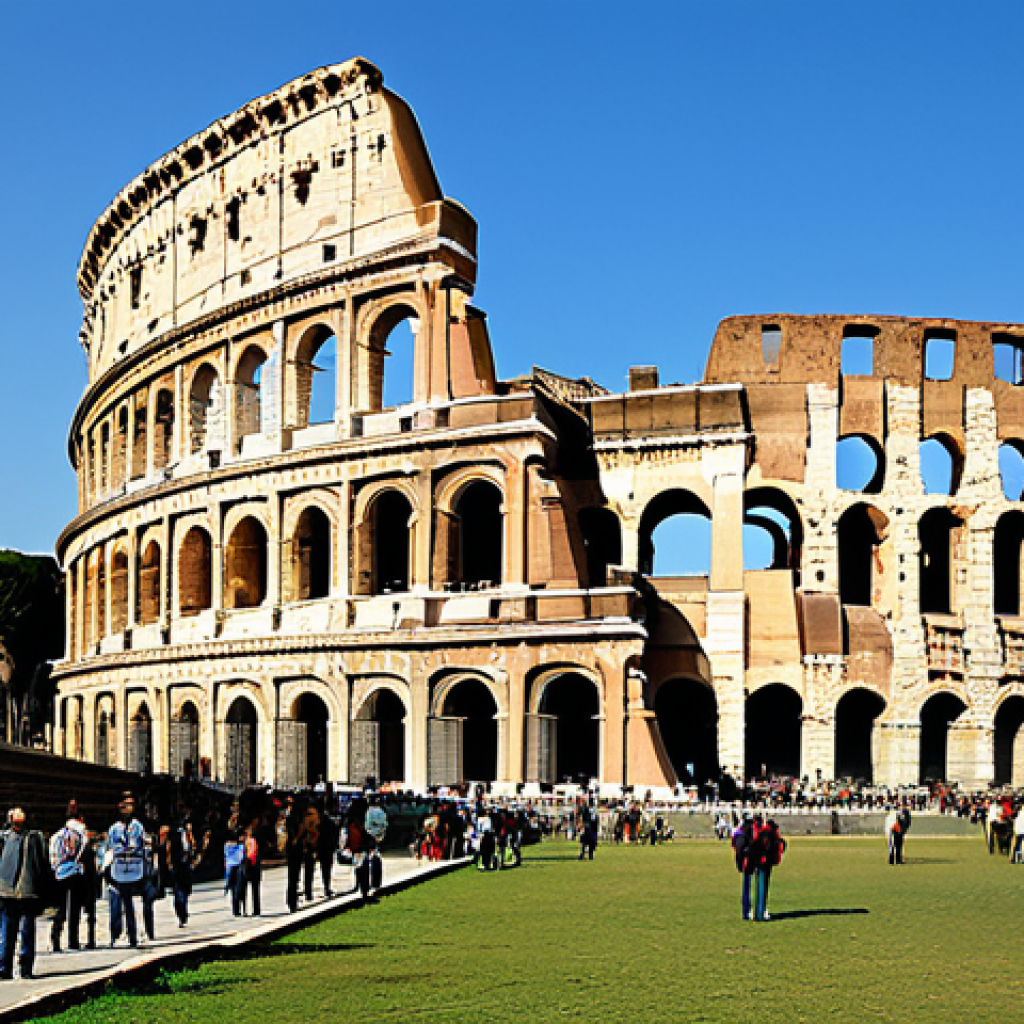 세계문화유산과 관광 - Roman Colosseum**

"A grand, wide shot of the Roman Colosseum in Italy during the day. The ancient a...