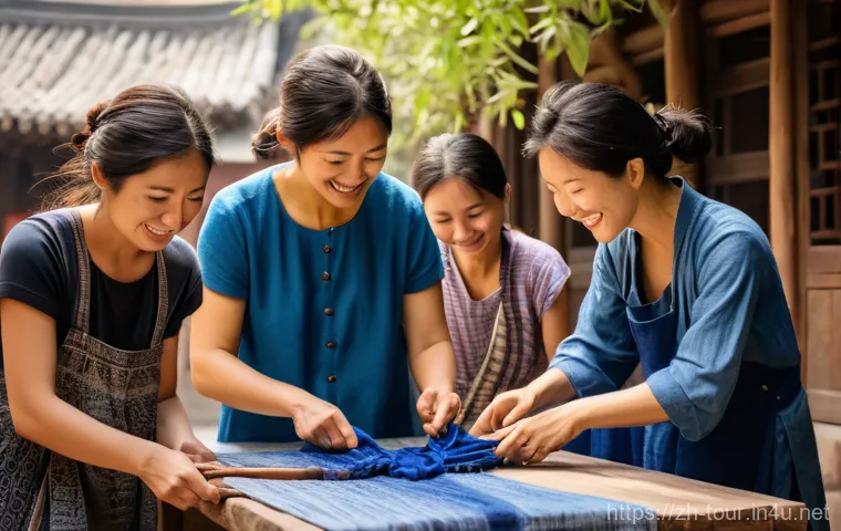 지역 관광 전략 - Image Prompt 1: Traditional Tie-Dye Workshop in an Ancient Village**