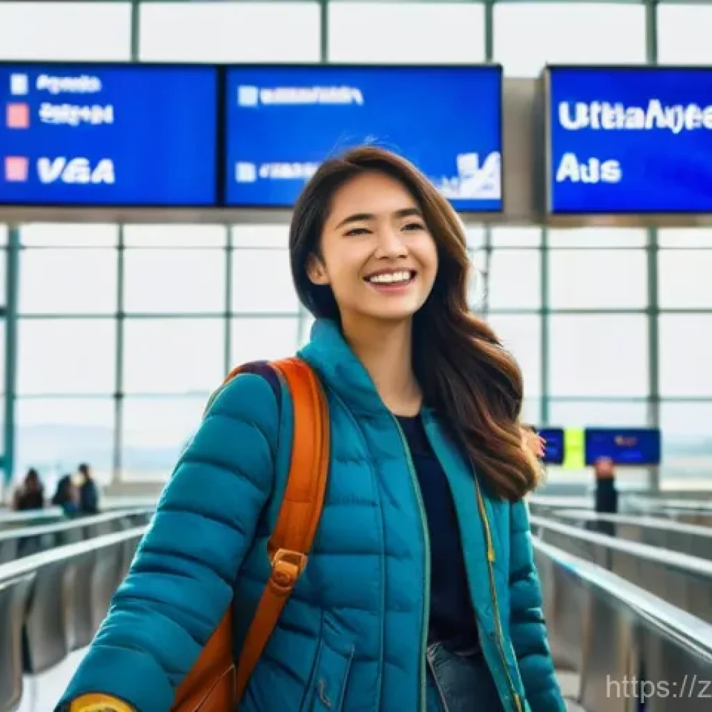 관광 정책 - **Prompt for Global Visa Easing:**
    "A cheerful young female traveler, wearing stylish but comfor...