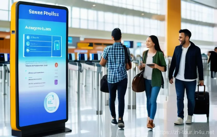 정부의 관광산업 지원 - **Seamless Global Journey with Digital Ease**
    *   **Description**: A vibrant, sunlit, modern air...