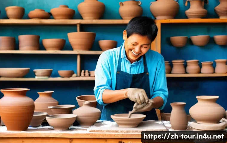 관광 교육 - **Prompt 1: Cultural Immersion in a Traditional Pottery Workshop**
    "A group of diverse teenagers...