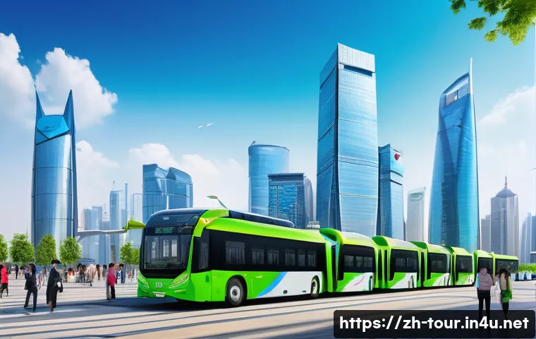 관광학 개론 필수 과목 - A vibrant modern transportation hub in a bustling Chinese city, showcasing advanced smart transporta...