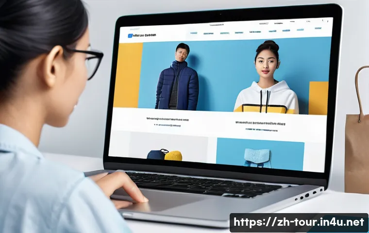 고객 경험 관리 이론 - A modern e-commerce website user interface scene showing a diverse group of young Asian adults inter...